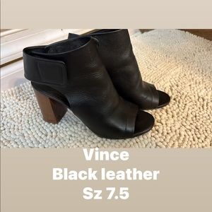 Vince black leather with wide heel Sz 8